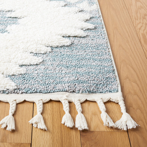 Safavieh Moroccan Tassel Shag Rug - Luxurious Ivory And Brown Design For Elegant Home Décor And Comfort Teal ,Ivory Polypropylene Pile Mts652k-8