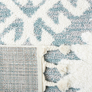 Safavieh Moroccan Tassel Shag Rug - Luxurious Ivory And Brown Design For Elegant Home Décor And Comfort Teal ,Ivory Polypropylene Pile Mts652k-8