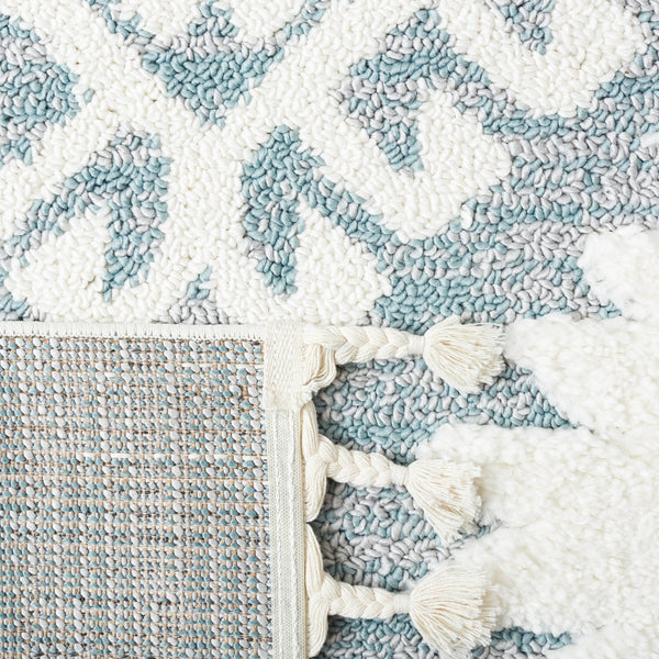 Safavieh Moroccan Tassel Shag Rug - Luxurious Ivory And Brown Design For Elegant Home Décor And Comfort Teal ,Ivory Polypropylene Pile Mts652k-8