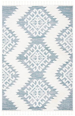 Safavieh Moroccan Tassel Shag Rug - Luxurious Ivory And Brown Design For Elegant Home Décor And Comfort Teal ,Ivory Polypropylene Pile Mts652k-8