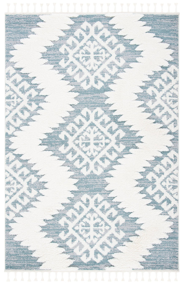 Safavieh Moroccan Tassel Shag Rug - Luxurious Ivory And Brown Design For Elegant Home Décor And Comfort Teal ,Ivory Polypropylene Pile Mts652k-8