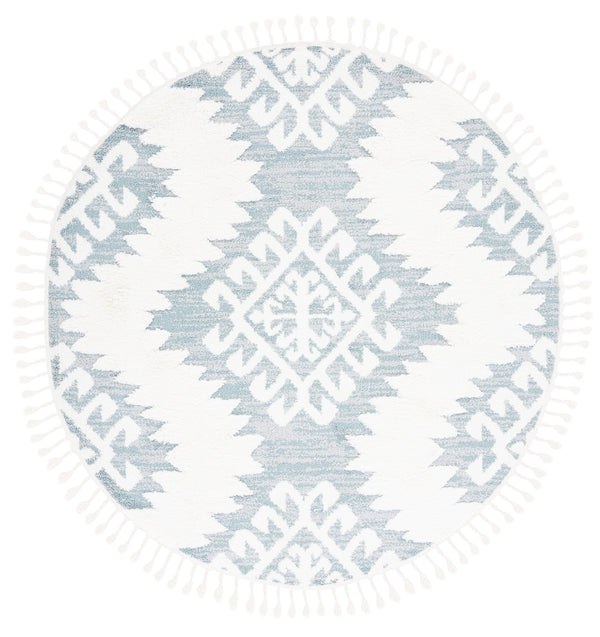 Safavieh Moroccan Tassel Shag Rug - Luxurious Ivory And Brown Design For Elegant Home Décor And Comfort Teal ,Ivory Polypropylene Pile Mts652k-8
