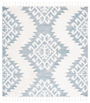 Safavieh Moroccan Tassel Shag Rug - Luxurious Ivory And Brown Design For Elegant Home Décor And Comfort Teal ,Ivory Polypropylene Pile Mts652k-8