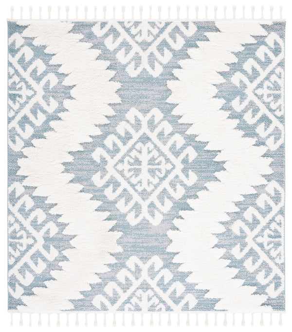 Safavieh Moroccan Tassel Shag Rug - Luxurious Ivory And Brown Design For Elegant Home Décor And Comfort Teal ,Ivory Polypropylene Pile Mts652k-8