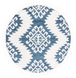 Safavieh Moroccan Tassel Shag Rug - Luxurious Ivory And Brown Design For Elegant Home Décor And Comfort Blue ,Ivory Polypropylene Pile Mts652m-8