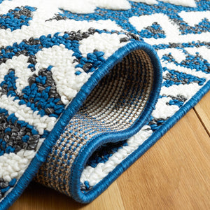 Safavieh Moroccan Tassel Shag Rug - Luxurious Ivory And Brown Design For Elegant Home Décor And Comfort Navy ,Ivory Polypropylene Pile Mts652n-7r