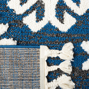 Safavieh Moroccan Tassel Shag Rug - Luxurious Ivory And Brown Design For Elegant Home Décor And Comfort Navy ,Ivory Polypropylene Pile Mts652n-6