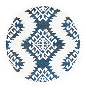 Safavieh Moroccan Tassel Shag Rug - Luxurious Ivory And Brown Design For Elegant Home Décor And Comfort Navy ,Ivory Polypropylene Pile Mts652n-7r