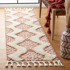 Safavieh Moroccan Tassel Shag Rug - Luxurious Ivory And Brown Design For Elegant Home Décor And Comfort Orange ,Ivory Polypropylene Pile Mts652p-3