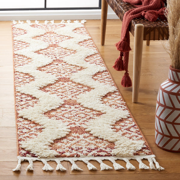 Safavieh Moroccan Tassel Shag Rug - Luxurious Ivory And Brown Design For Elegant Home Décor And Comfort Orange ,Ivory Polypropylene Pile Mts652p-3