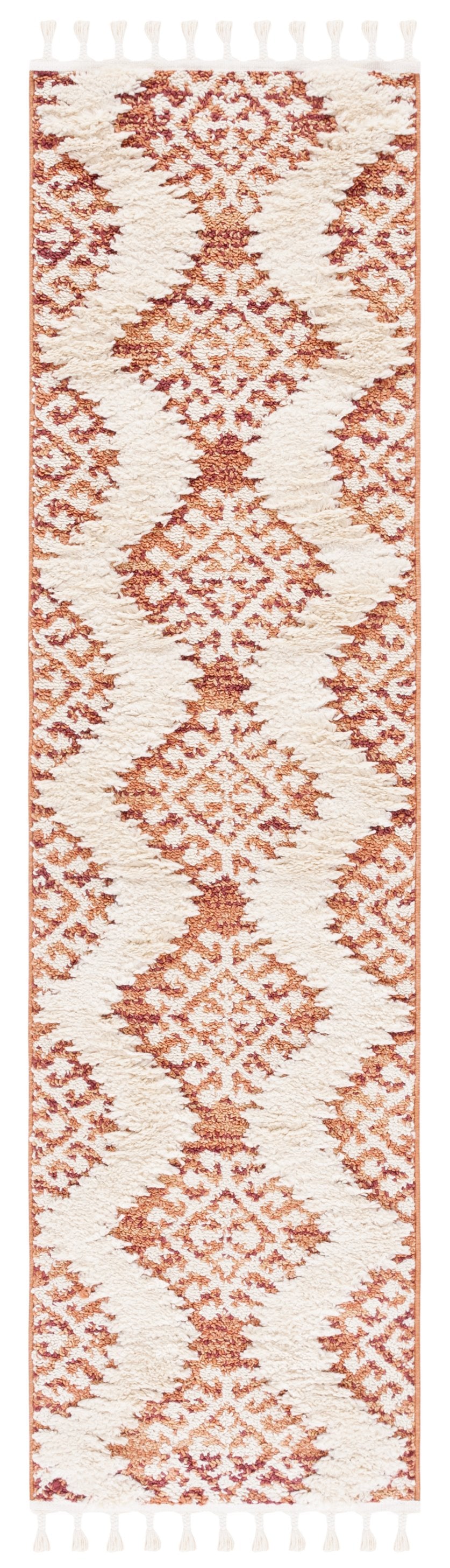 Safavieh Moroccan Tassel Shag Rug - Luxurious Ivory And Brown Design For Elegant Home Décor And Comfort Orange ,Ivory Polypropylene Pile Mts652p-3