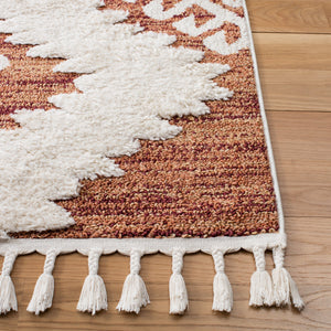 Safavieh Moroccan Tassel Shag Rug - Luxurious Ivory And Brown Design For Elegant Home Décor And Comfort Orange ,Ivory Polypropylene Pile Mts652p-3