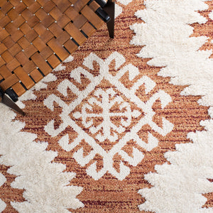 Safavieh Moroccan Tassel Shag Rug - Luxurious Ivory And Brown Design For Elegant Home Décor And Comfort Orange ,Ivory Polypropylene Pile Mts652p-3