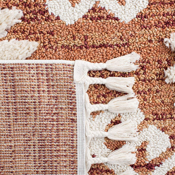 Safavieh Moroccan Tassel Shag Rug - Luxurious Ivory And Brown Design For Elegant Home Décor And Comfort Orange ,Ivory Polypropylene Pile Mts652p-3