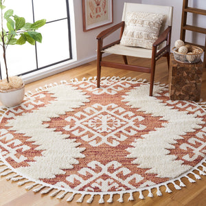 Safavieh Moroccan Tassel Shag Rug - Luxurious Ivory And Brown Design For Elegant Home Décor And Comfort Orange ,Ivory Polypropylene Pile Mts652p-3