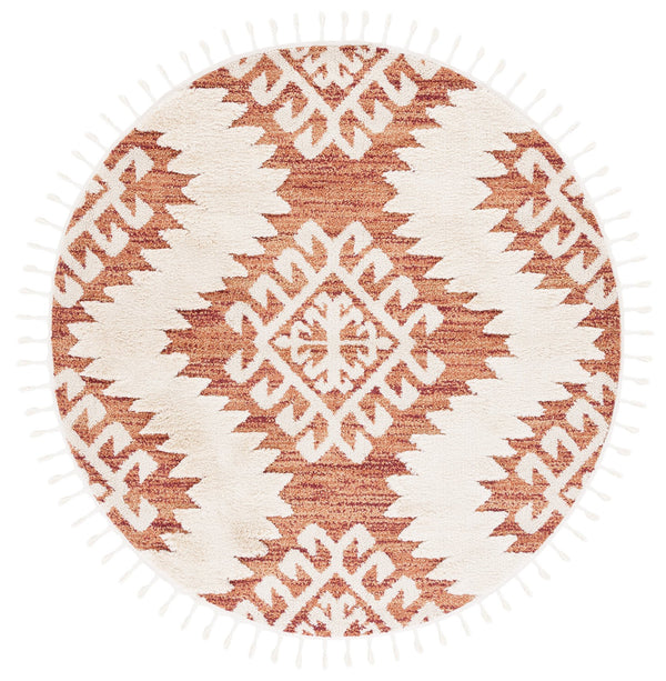 Safavieh Moroccan Tassel Shag Rug - Luxurious Ivory And Brown Design For Elegant Home Décor And Comfort Orange ,Ivory Polypropylene Pile Mts652p-3