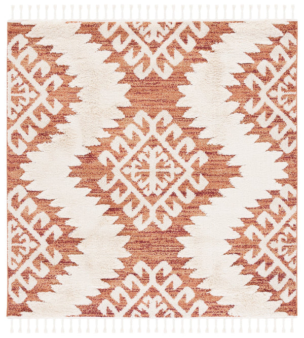 Safavieh Moroccan Tassel Shag Rug - Luxurious Ivory And Brown Design For Elegant Home Décor And Comfort Orange ,Ivory Polypropylene Pile Mts652p-3
