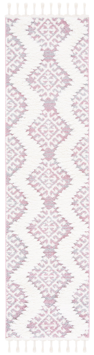 Safavieh Moroccan Tassel Shag Rug - Luxurious Ivory And Brown Design For Elegant Home Décor And Comfort Pink ,Ivory Polypropylene Pile Mts652u-7r