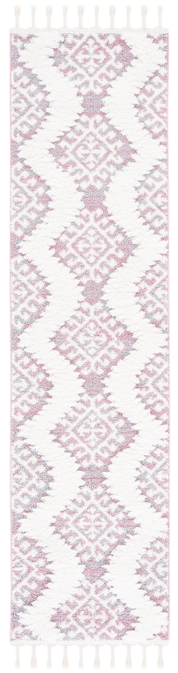 Safavieh Moroccan Tassel Shag Rug - Luxurious Ivory And Brown Design For Elegant Home Décor And Comfort Pink ,Ivory Polypropylene Pile Mts652u-7r