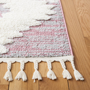 Safavieh Moroccan Tassel Shag Rug - Luxurious Ivory And Brown Design For Elegant Home Décor And Comfort Pink ,Ivory Polypropylene Pile Mts652u-7r