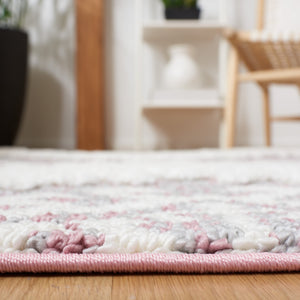 Safavieh Moroccan Tassel Shag Rug - Luxurious Ivory And Brown Design For Elegant Home Décor And Comfort Pink ,Ivory Polypropylene Pile Mts652u-7r