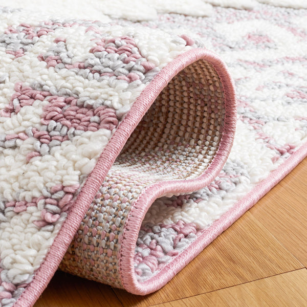 Safavieh Moroccan Tassel Shag Rug - Luxurious Ivory And Brown Design For Elegant Home Décor And Comfort Pink ,Ivory Polypropylene Pile Mts652u-7r