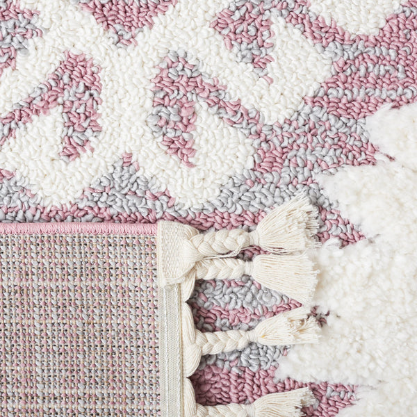 Safavieh Moroccan Tassel Shag Rug - Luxurious Ivory And Brown Design For Elegant Home Décor And Comfort Pink ,Ivory Polypropylene Pile Mts652u-7r