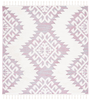 Safavieh Moroccan Tassel Shag Rug - Luxurious Ivory And Brown Design For Elegant Home Décor And Comfort Pink ,Ivory Polypropylene Pile Mts652u-7r