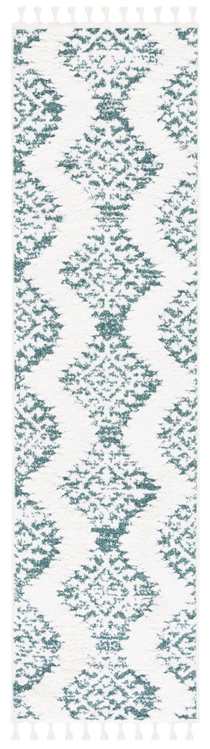 Safavieh Moroccan Tassel Shag Rug - Luxurious Ivory And Brown Design For Elegant Home Décor And Comfort Green ,Ivory Polypropylene Pile Mts652y-6