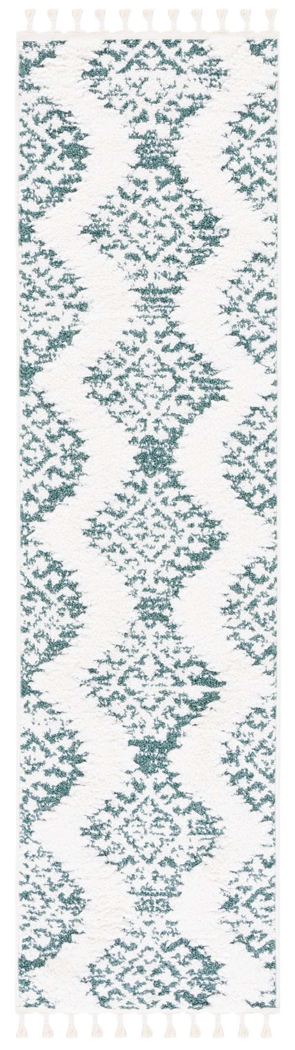 Safavieh Moroccan Tassel Shag Rug - Luxurious Ivory And Brown Design For Elegant Home Décor And Comfort Green ,Ivory Polypropylene Pile Mts652y-6