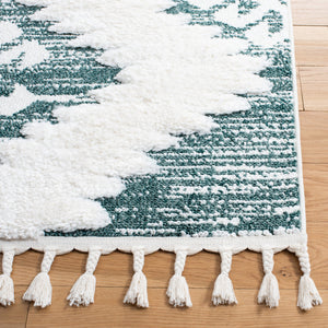 Safavieh Moroccan Tassel Shag Rug - Luxurious Ivory And Brown Design For Elegant Home Décor And Comfort Green ,Ivory Polypropylene Pile Mts652y-6