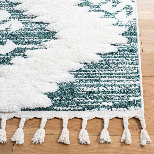 Safavieh Moroccan Tassel Shag Rug - Luxurious Ivory And Brown Design For Elegant Home Décor And Comfort Green ,Ivory Polypropylene Pile Mts652y-6