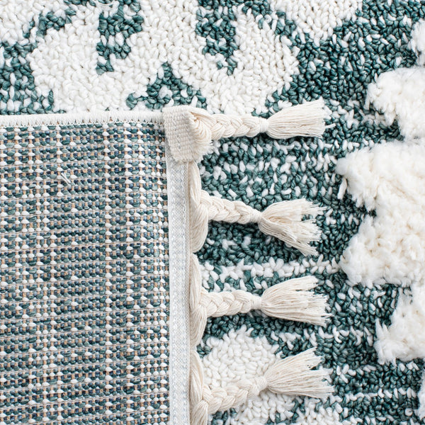 Safavieh Moroccan Tassel Shag Rug - Luxurious Ivory And Brown Design For Elegant Home Décor And Comfort Green ,Ivory Polypropylene Pile Mts652y-6