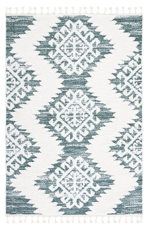 Safavieh Moroccan Tassel Shag Rug - Luxurious Ivory And Brown Design For Elegant Home Décor And Comfort Green ,Ivory Polypropylene Pile Mts652y-6
