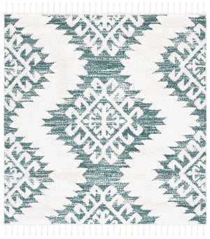 Safavieh Moroccan Tassel Shag Rug - Luxurious Ivory And Brown Design For Elegant Home Décor And Comfort Green ,Ivory Polypropylene Pile Mts652y-6
