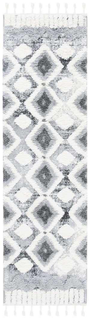 Safavieh Moroccan Tassel Shag Area Rug - Luxurious Grey And Ivory Design Perfect For Modern Home Decor Grey ,Ivory Polypropylene Pile Mts656f-9