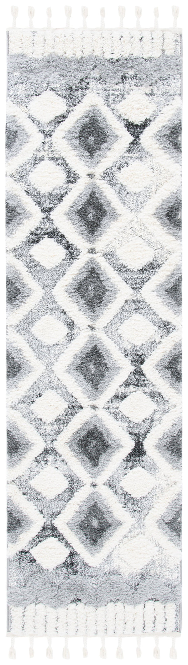 Safavieh Moroccan Tassel Shag Area Rug - Luxurious Grey And Ivory Design Perfect For Modern Home Decor Grey ,Ivory Polypropylene Pile Mts656f-9