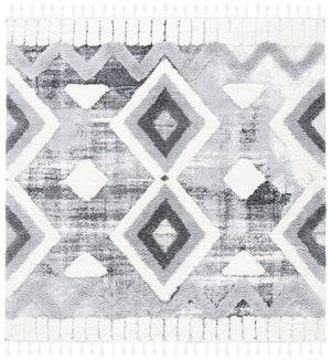Safavieh Moroccan Tassel Shag Area Rug - Luxurious Grey And Ivory Design Perfect For Modern Home Decor Grey ,Ivory Polypropylene Pile Mts656f-9