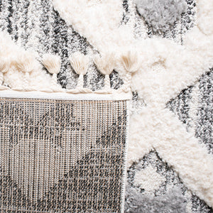 Safavieh Moroccan Runner Area Rug – Elegant Grey/Ivory Design, Luxurious Shag Pile, Perfect For Modern Spaces Grey ,Ivory Polypropylene Pile Mts664g-212