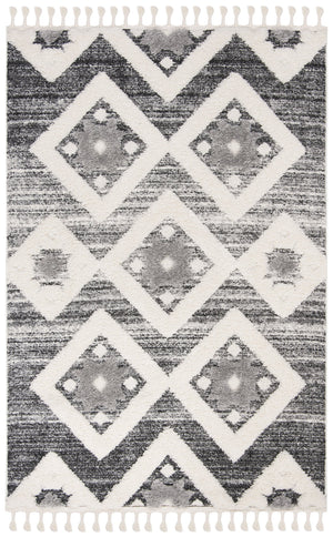 Safavieh Moroccan Runner Area Rug – Elegant Grey/Ivory Design, Luxurious Shag Pile, Perfect For Modern Spaces Grey ,Ivory Polypropylene Pile Mts664g-212