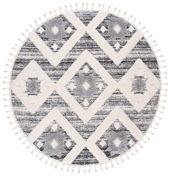 Safavieh Moroccan Runner Area Rug – Elegant Grey/Ivory Design, Luxurious Shag Pile, Perfect For Modern Spaces Grey ,Ivory Polypropylene Pile Mts664g-212