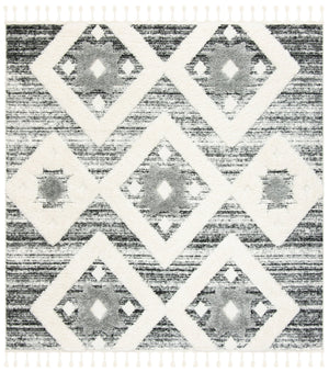 Safavieh Moroccan Runner Area Rug – Elegant Grey/Ivory Design, Luxurious Shag Pile, Perfect For Modern Spaces Grey ,Ivory Polypropylene Pile Mts664g-212