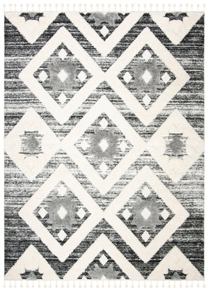 Safavieh Moroccan Runner Area Rug – Elegant Grey/Ivory Design, Luxurious Shag Pile, Perfect For Modern Spaces Grey ,Ivory Polypropylene Pile Mts664g-212