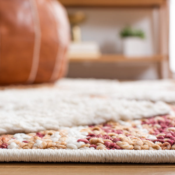 Safavieh Moroccan Runner Area Rug – Elegant Grey/Ivory Design, Luxurious Shag Pile, Perfect For Modern Spaces Rust ,Ivory Polypropylene Pile Mts664p-4