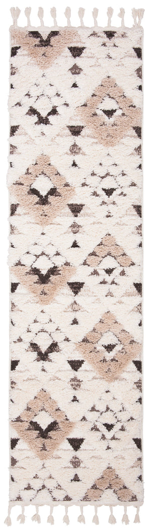 Safavieh Moroccan Area Rug - Luxurious Plush Shag Design With Geometric Pattern For Elegant Home Decor Ivory ,Brown 65% Polypropylene,35% Jute + Poly,Cotton Mts688a-220
