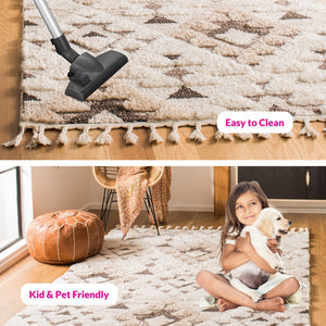 Safavieh Moroccan Tassel Shag Rug - Elegant Bohemian Design For Cozy Home Decor - Turkish Quality Craftsmanship Ivory ,Brown 65% Polypropylene,35% Jute + Poly,Cotton Mts688a-68ov