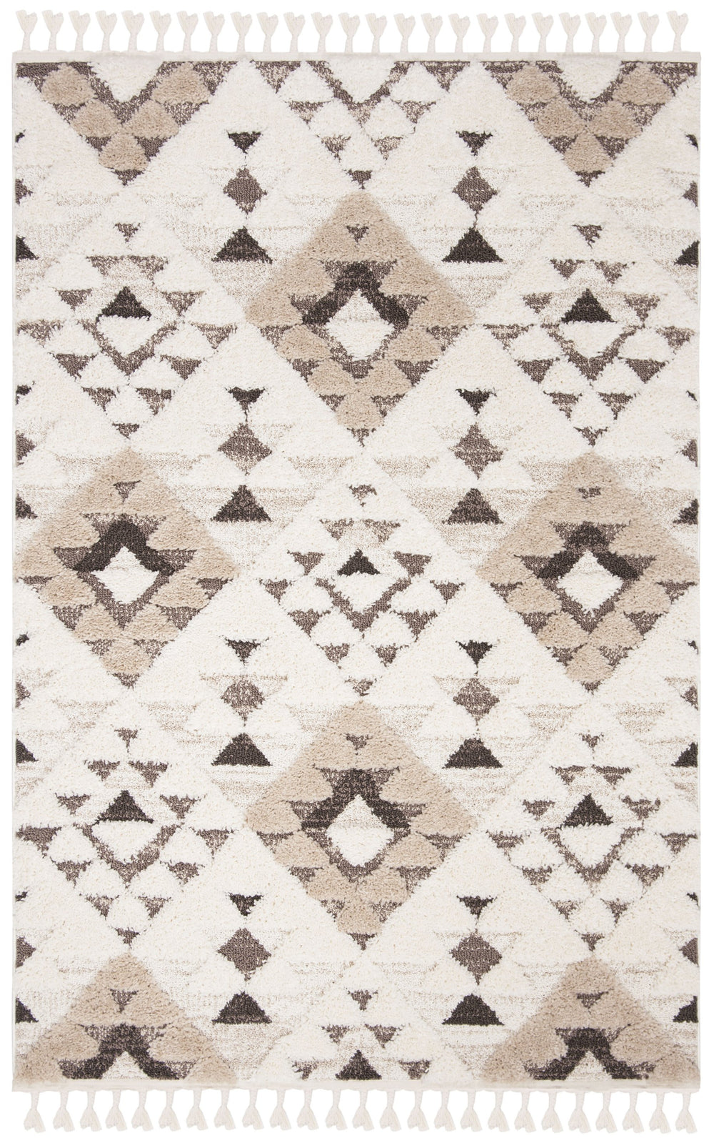 Safavieh Moroccan Area Rug - Luxurious Plush Shag Design With Geometric Pattern For Elegant Home Decor Ivory ,Brown 65% Polypropylene,35% Jute + Poly,Cotton Mts688a-220