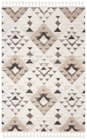 Safavieh Moroccan Area Rug - Luxurious Plush Shag Design With Geometric Pattern For Elegant Home Decor Ivory ,Brown 65% Polypropylene,35% Jute + Poly,Cotton Mts688a-220