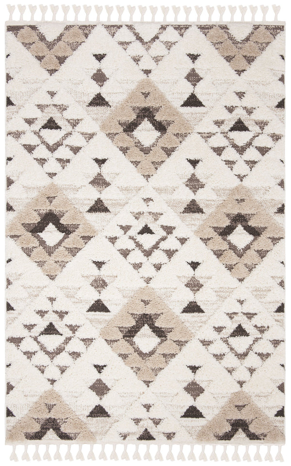 Safavieh Moroccan Area Rug - Luxurious Plush Shag Design With Geometric Pattern For Elegant Home Decor Ivory ,Brown 65% Polypropylene,35% Jute + Poly,Cotton Mts688a-220