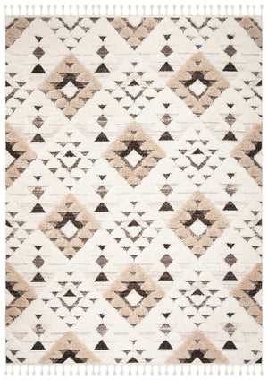 Safavieh Moroccan Area Rug - Luxurious Plush Shag Design With Geometric Pattern For Elegant Home Decor Ivory ,Brown 65% Polypropylene,35% Jute + Poly,Cotton Mts688a-220